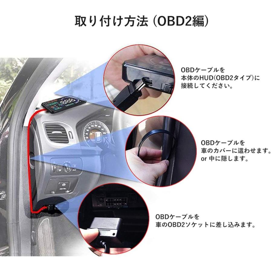 Antion ヘッドアップディスプレイ A8 Obd2 5 5インチ 大画面 カラフル 車載スピードメーター 過速度警告 運転走行距離測定