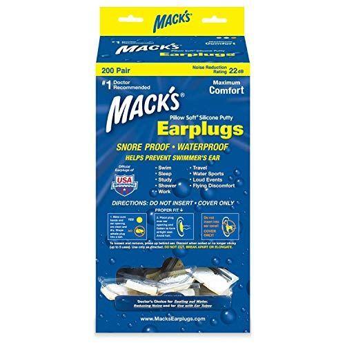 Macks Pillow Soft シリコン耳栓 200ペア NRR22#1 透明