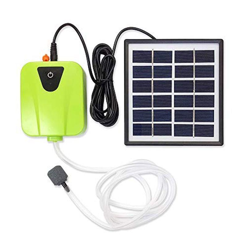 ソーラー充電式エアポンプ グリーン 太陽光充電で電源不要 USB充電対応 エア吐出量毎分2L 静音設計 持ち運び使用可 ポータブルエアポ