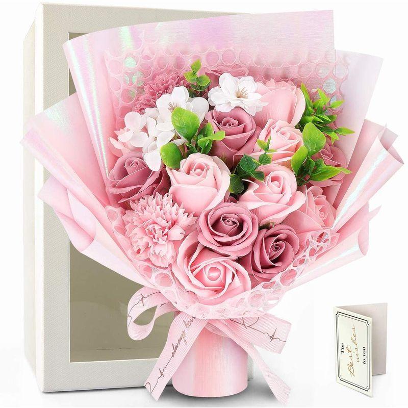 超人気新品 Rerxn 敬 発表会 お見舞い 教師日に 七夕 母の日に 七夕造花 ブーケ 造花 花束 ソープフラワー フラワー 17輪 薄い色 癒す花 ポストカード 絵葉書 Testglamour Glamourcareclinics Com