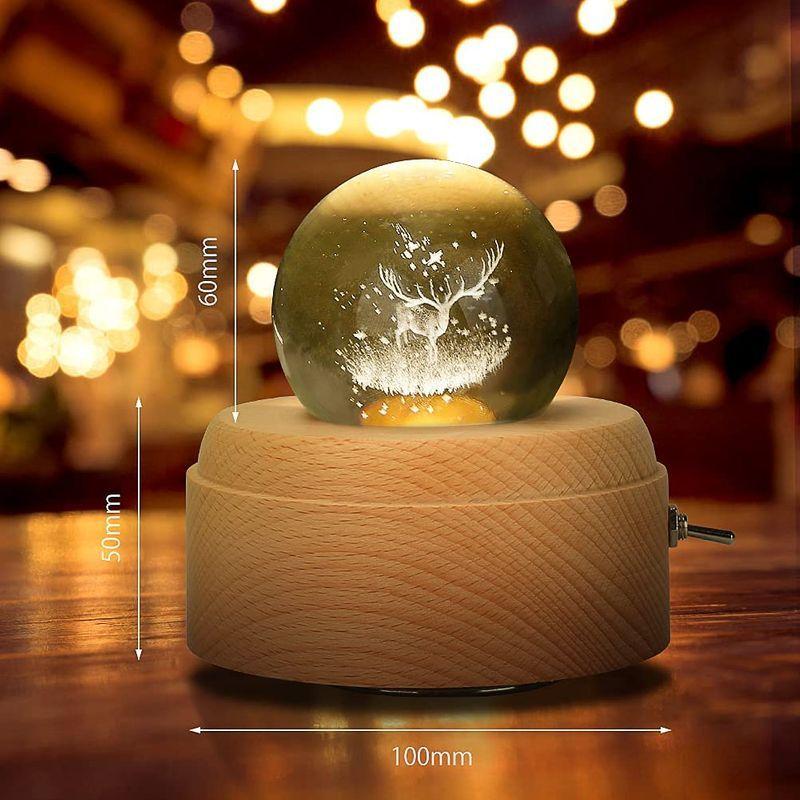 オルゴール プレゼント 音楽ボックス ベッドサイドランプ LEDライト USB充電 クリスタル ボール 癒しグッズ 手作り 木製ベース イン｜mapletreehouse｜04