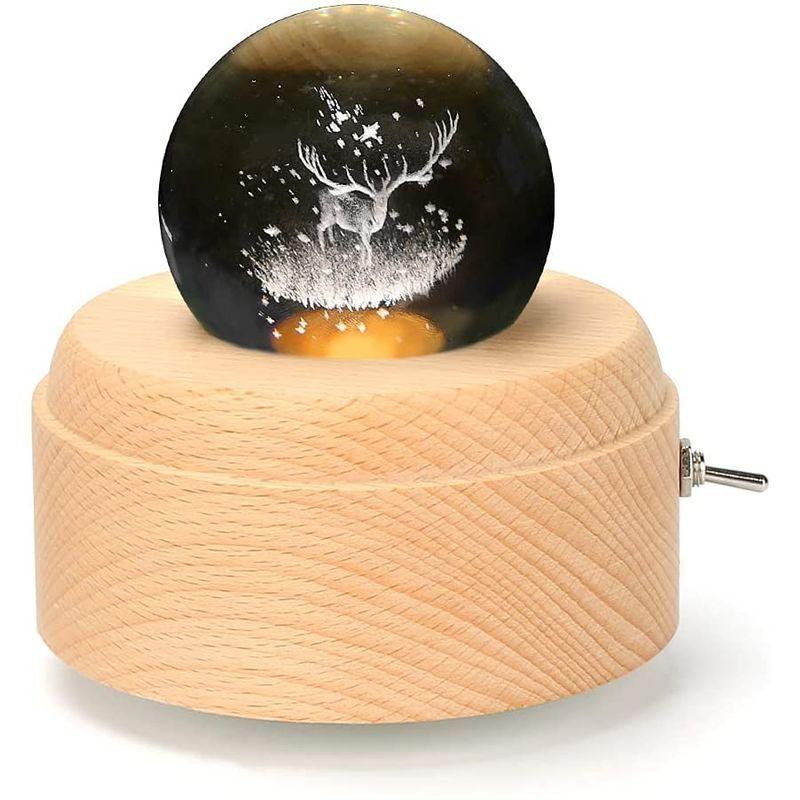 オルゴール プレゼント 音楽ボックス ベッドサイドランプ LEDライト USB充電 クリスタル ボール 癒しグッズ 手作り 木製ベース イン｜mapletreehouse｜08