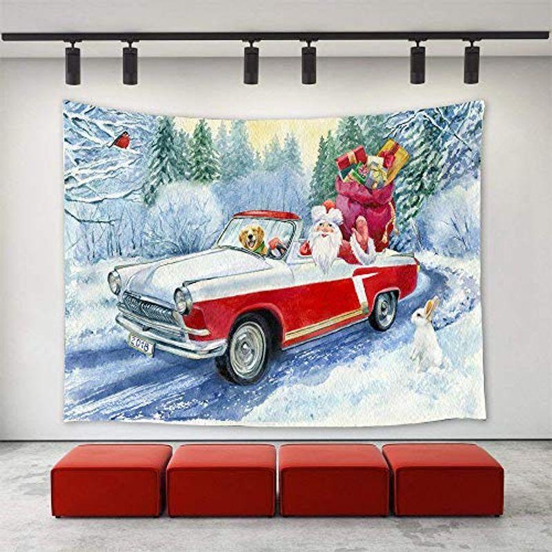 Tibemi クリスマス飾り タペストリー 壁掛け 壁飾り 車 犬 ウサギ サンタクロース おしゃれ 装飾布 欧米風 多機能 パーティー リ 価格は安く