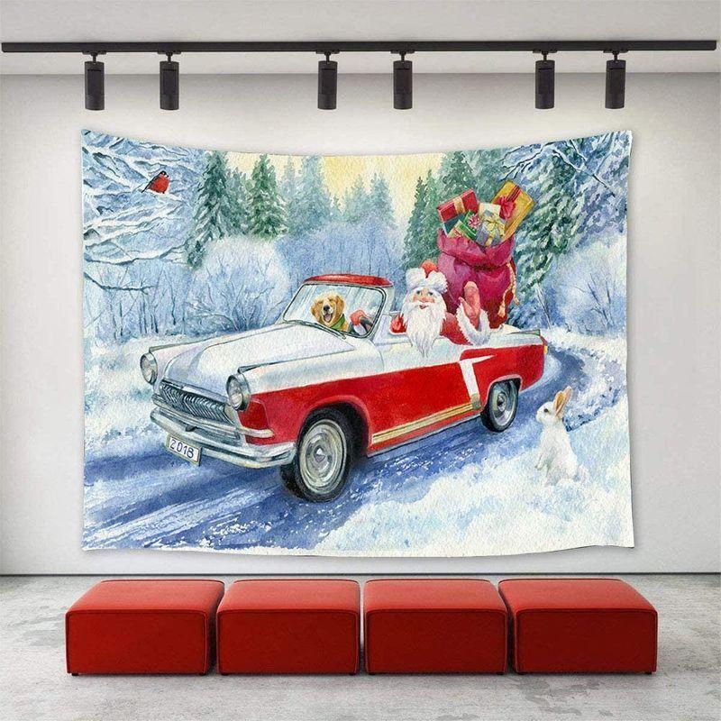 Tibemi クリスマス飾り タペストリー 壁掛け 壁飾り 車 犬 ウサギ サンタクロース おしゃれ 装飾布 欧米風 多機能 パーティー リ 価格は安く