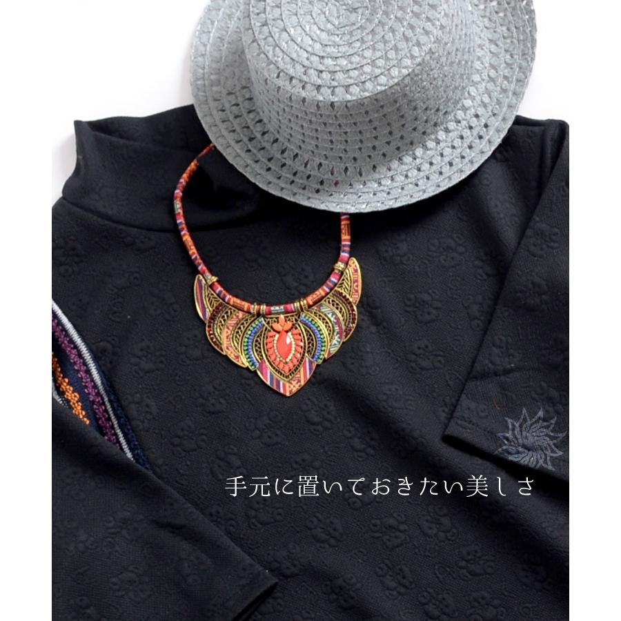 民族風 トンボモチーフ ネックレス ビーズ レザーコード 個性的