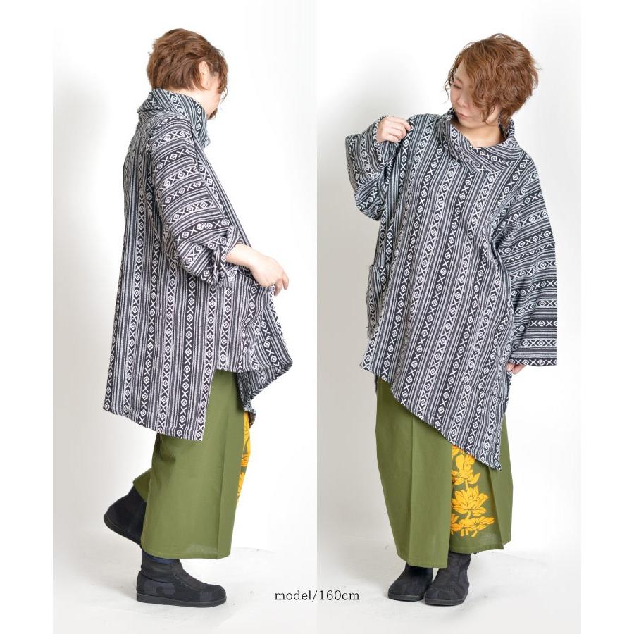 完売しました。。大きいサイズも✨ＸＬ⇒Ｌ～10Ｌ✨エスニック総花柄✨ロングガウン marai（マーライ） ロングパーカー ハイネック メンズ レディース プル