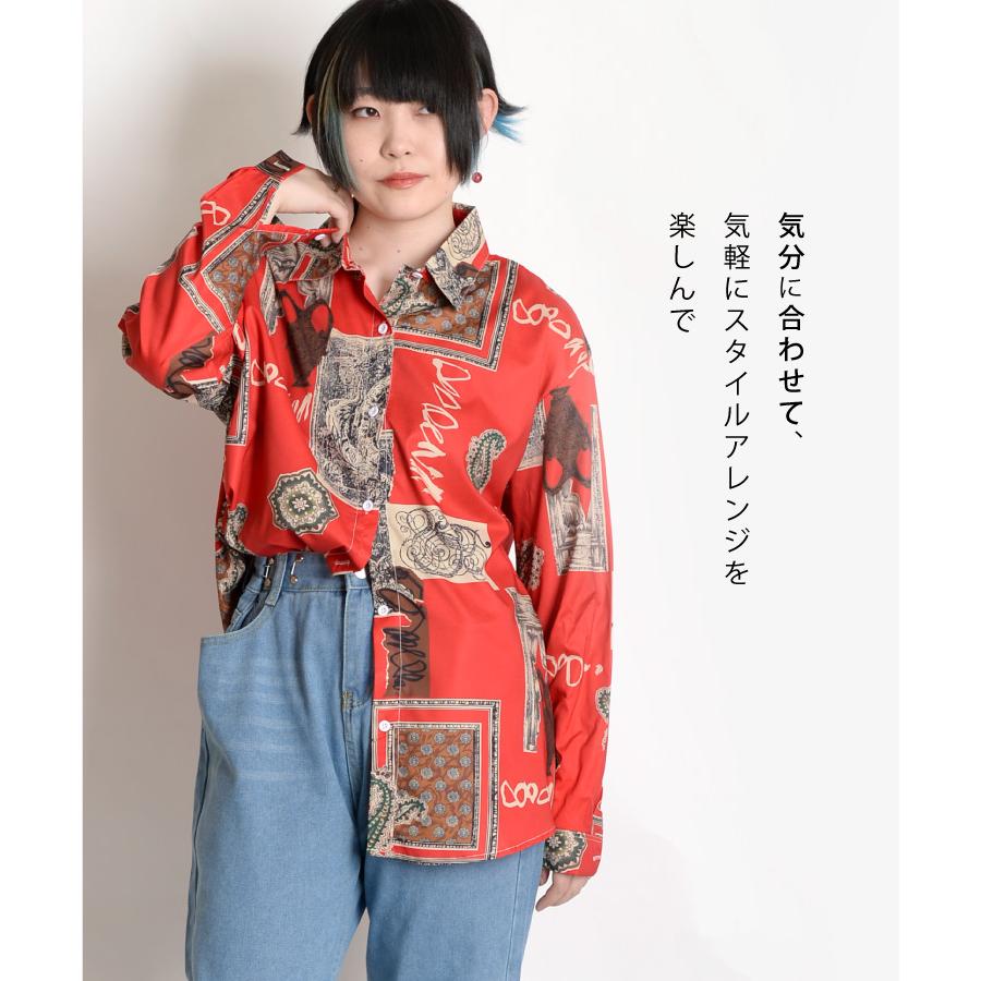marai 柄シャツ シャツ ブラウス 柄 総柄 シャツブラウス marai 柄シャツ シャツ ブラウス 柄 総柄 シャツブラウス