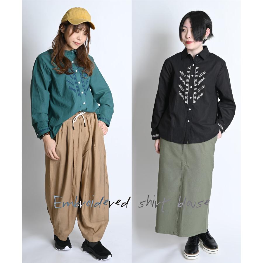 marai シャツ ブラウス レディース 長袖 刺繍 トップス 春 夏 秋