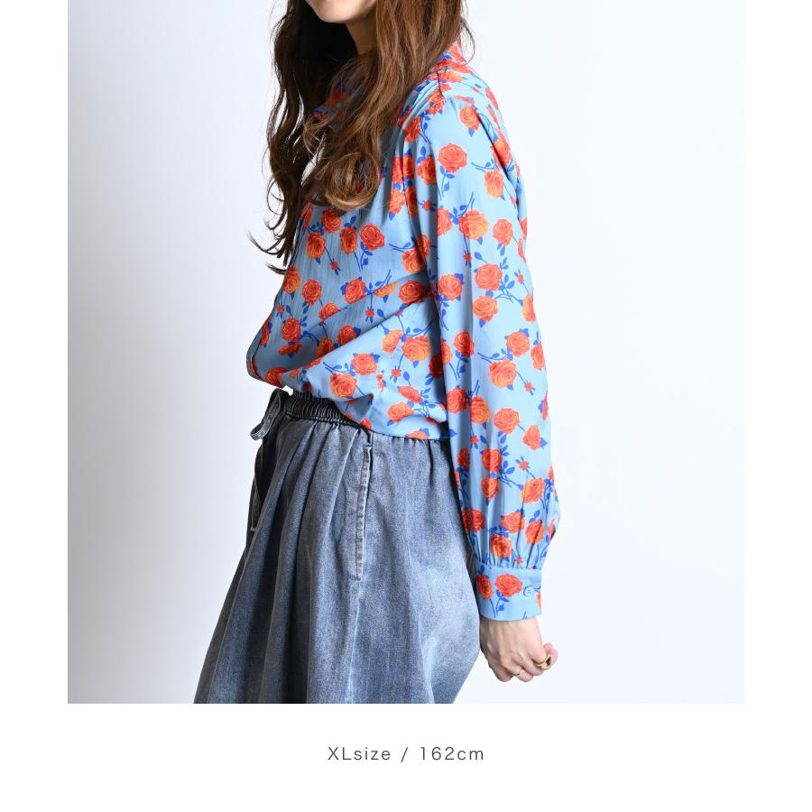 @ pas de calais パドカレ 花柄 総柄 ブラウス シャツ 長袖 青 pas de calais(パドカレ)の26SS Japonismflowerブラウス通販 | 集英社