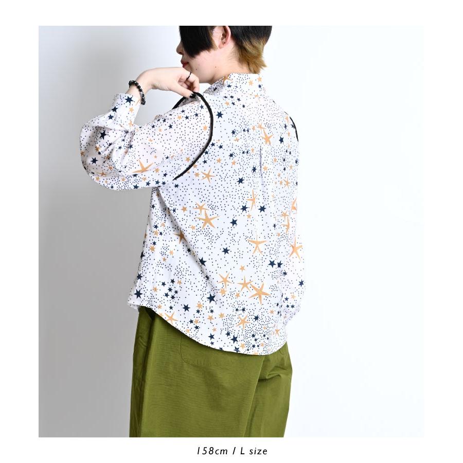 marai シャツ ブラウス レディース 星柄 秋 冬 柄シャツ シャツ 