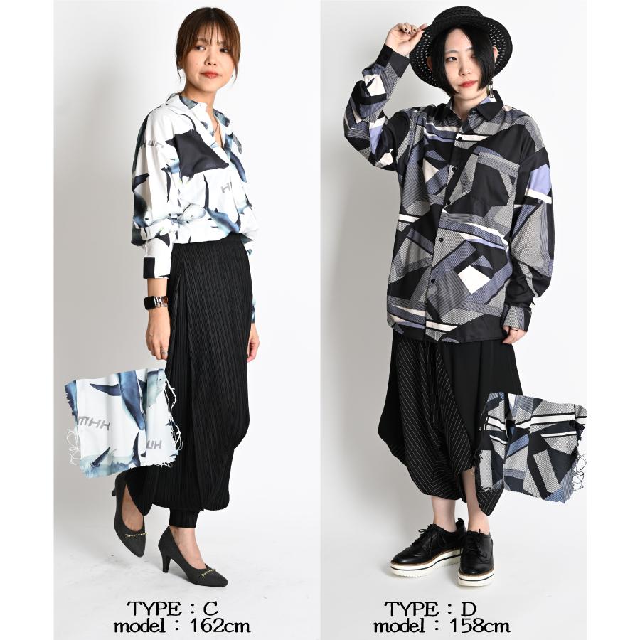 marai 柄シャツ メンズ レディース 長袖 シャツ ブラウス 総柄 秋 冬 