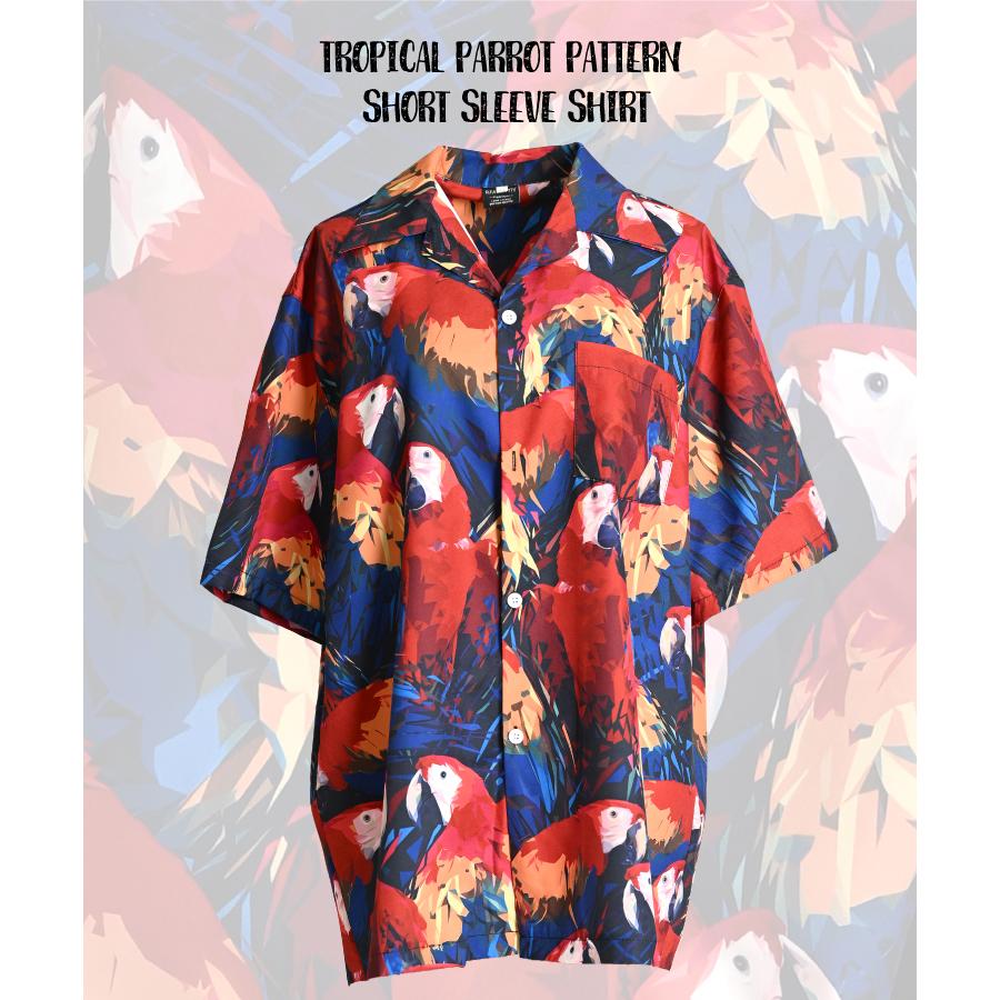 marai（マーライ） 柄シャツ メンズ レディース 半袖 春 夏 オウム 鳥