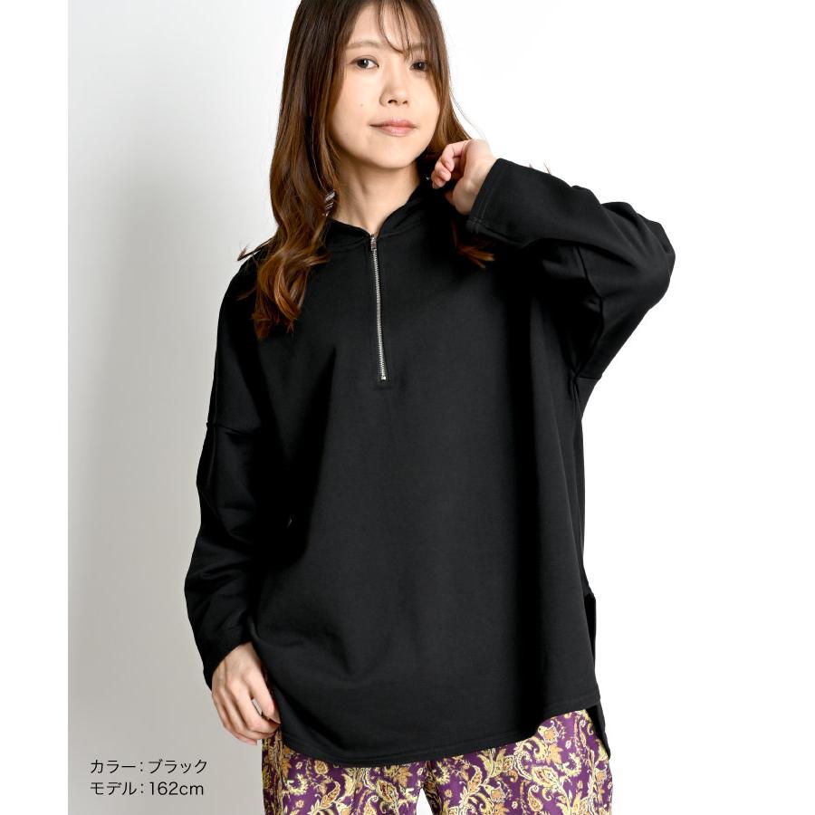 marai ハーフジップ スウェット レディース 長袖 トップス marai ハーフジップ スウェット レディース 長袖 トップス