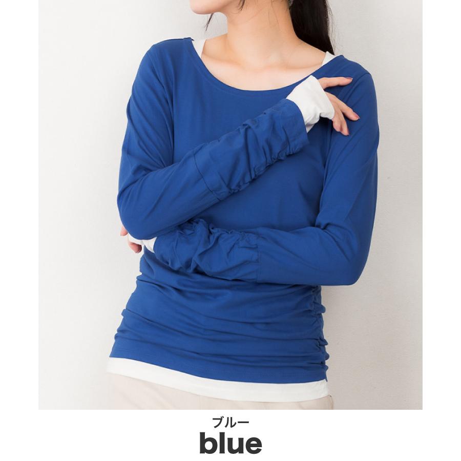 marai（マーライ） カットソー レディース 長袖 指穴 Tシャツ 白 黒