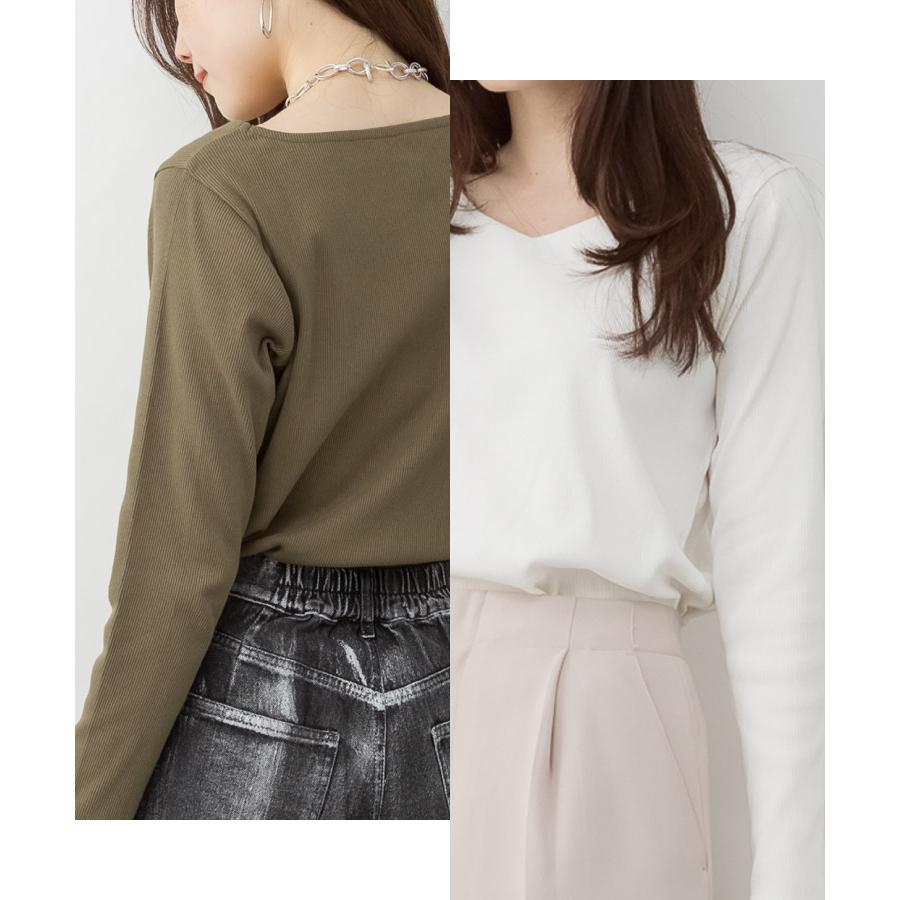 marai（マーライ） カットソー Vネック レディース 長袖 リブ トップス 