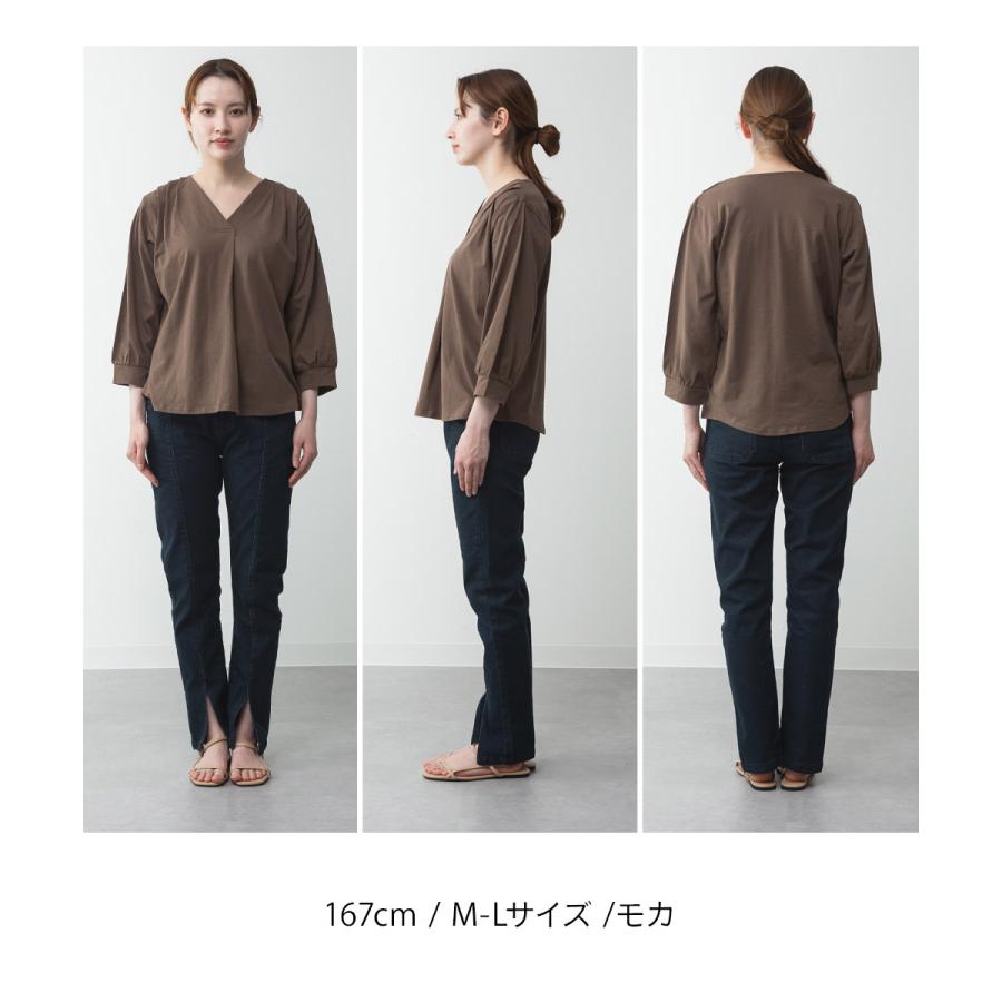 marai（マーライ） Tシャツ レディース ブラウス Vネック 七分袖 綿100