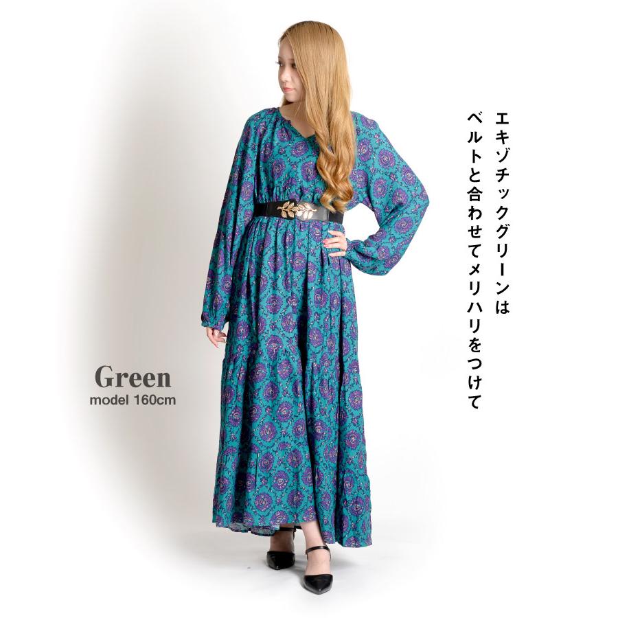 marai（マーライ） ロングワンピース 長袖 十分丈 ワンピ 秋冬 総柄 柄