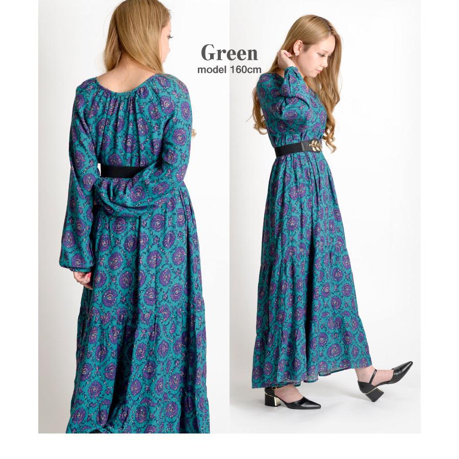 marai（マーライ） ロングワンピース 長袖 十分丈 ワンピ 秋冬 総柄 柄