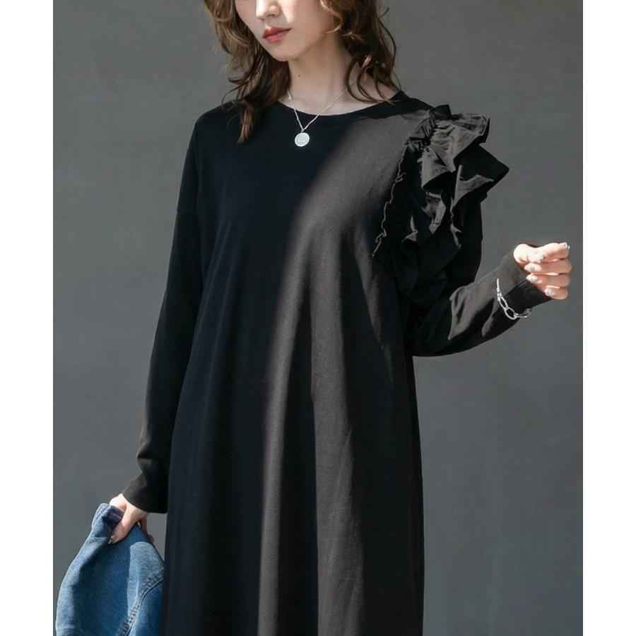 【新品未使用】フリル付き 長袖 80cm marai（マーライ） ワンピース ロング 長袖 レディース 片袖 フリル