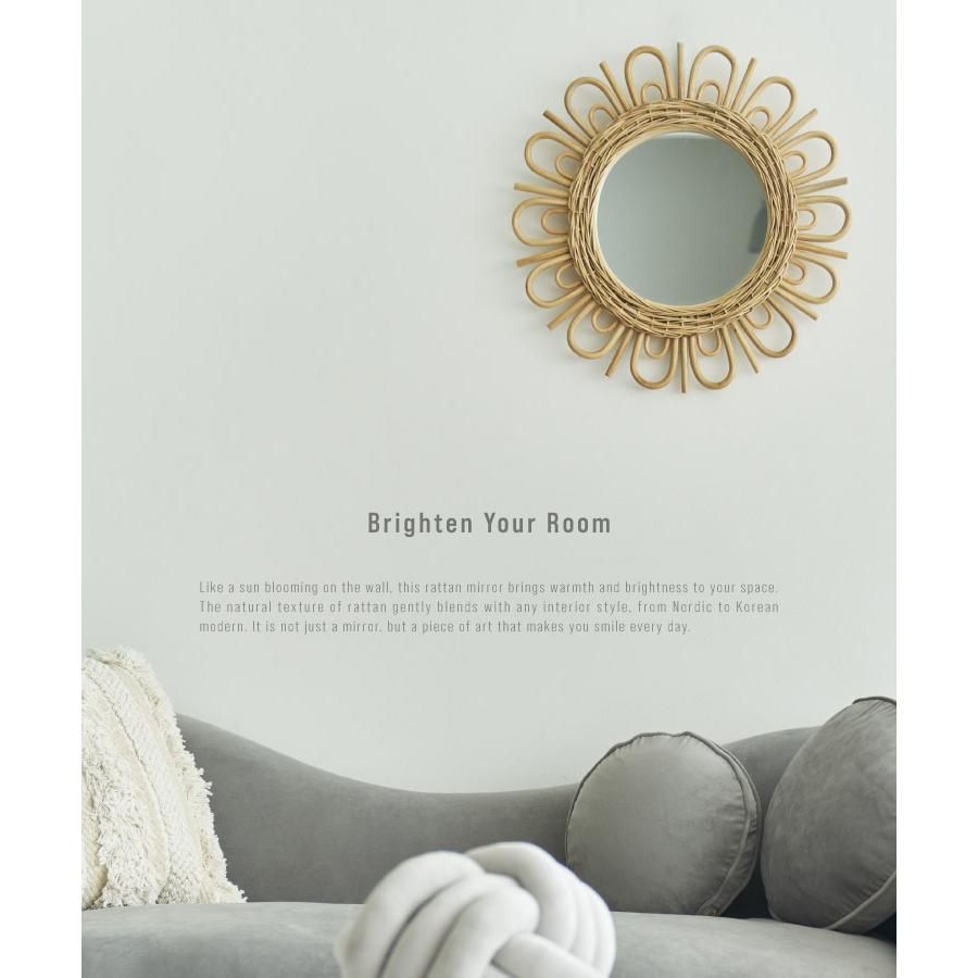 marai（マーライ） ラタンミラー 壁掛け 鏡 ウォールミラー 完成品