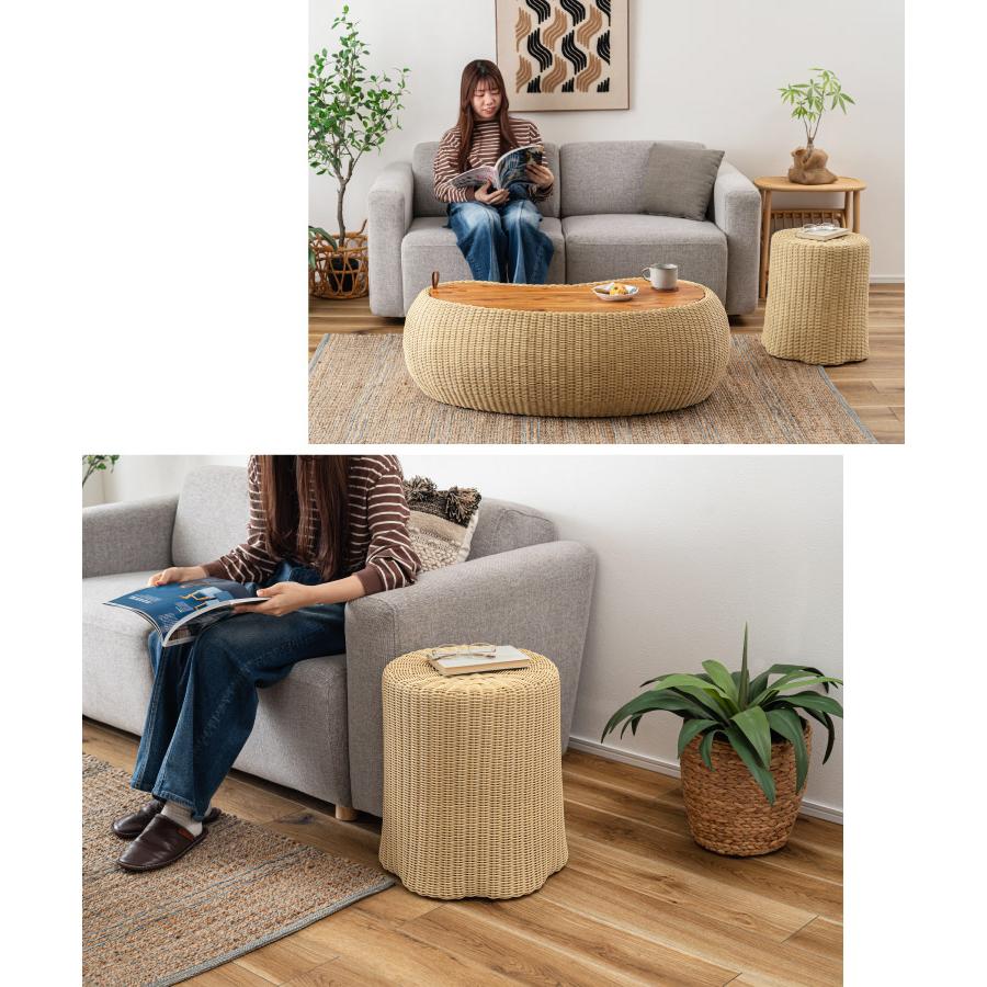 marai（マーライ） スツール ラタン調 おしゃれ 椅子 イス 完成品 丸