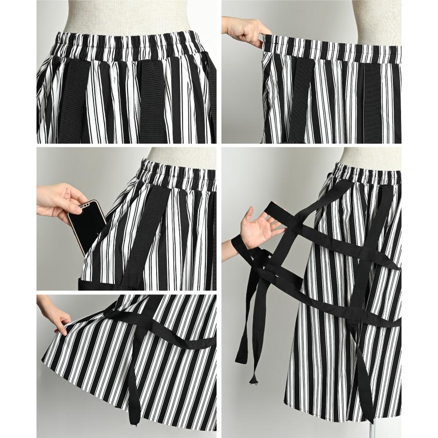 marai（マーライ） ストライプ スカート レディース 柄 総柄 モード 黒