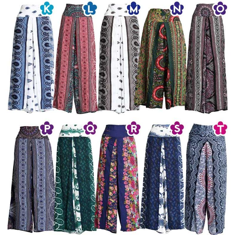 ご購入者様決定 エスニック ガウチョパンツ アジアン 秋冬 ワイドパンツ ネイビー系 チチカカ系 marai（マーライ） ワイドパンツ メンズ レディース 大きいサイズ