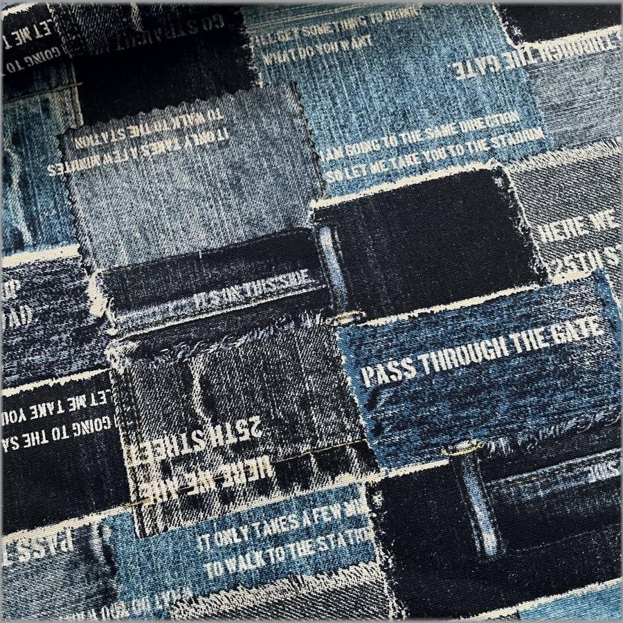 Marble 50cm オックス 生地 布 おしゃれ プリント デニム 転写風 パッチ柄 コットン 青 2b 1026 2b マーブルマーケット ヤフー店 通販 Yahoo ショッピング