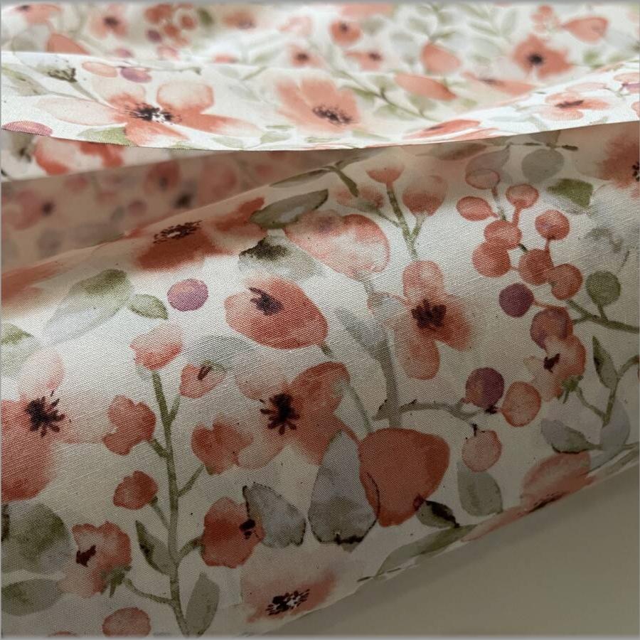 marble 50cm ブロード 生地 布 エデン 花柄 水彩 ボタニカル 草花 pink