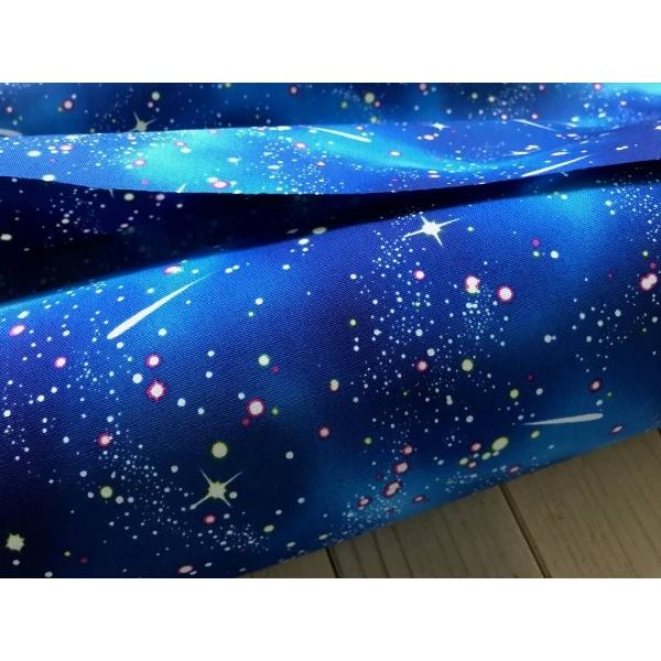 marble*50cm【オックス 生地】宇宙*星空*流れ星*ネイビー×ブルー*3C