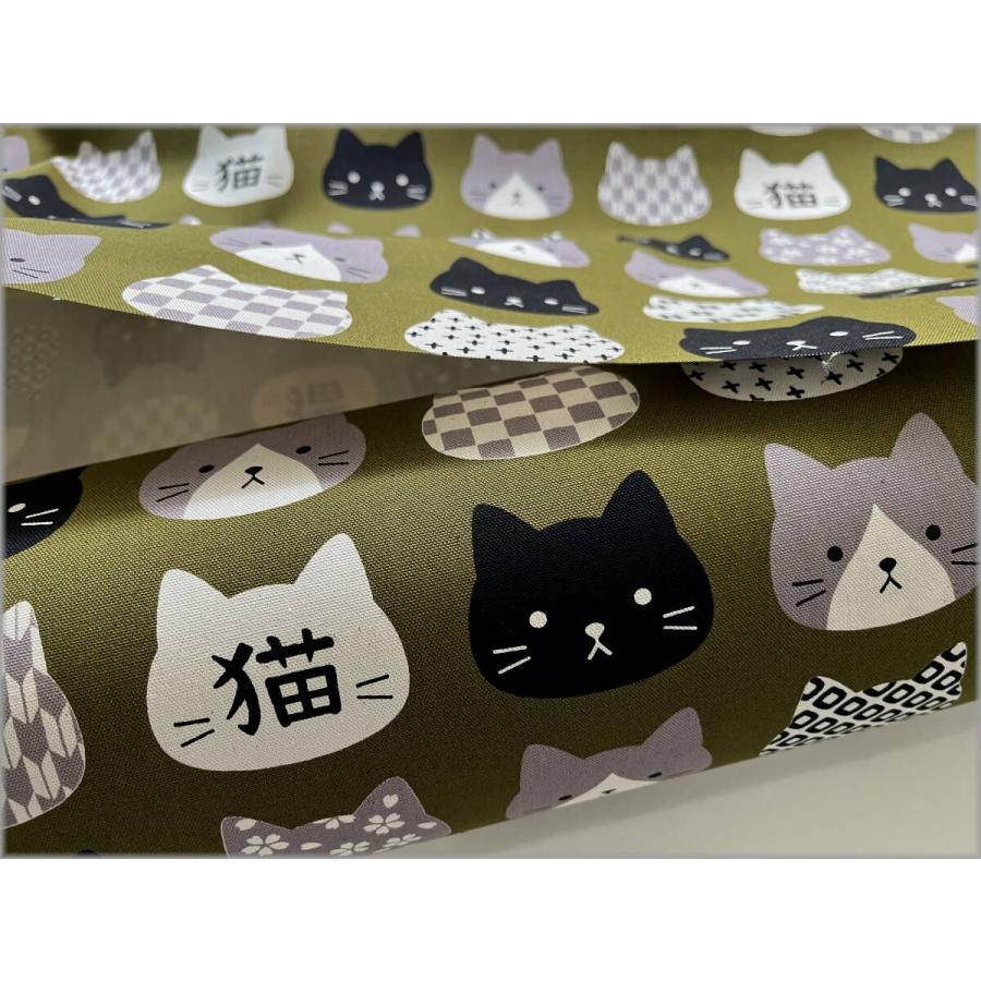 marble 50cm オックス 生地 布 プリント 猫 フェイス デカネコ 和柄