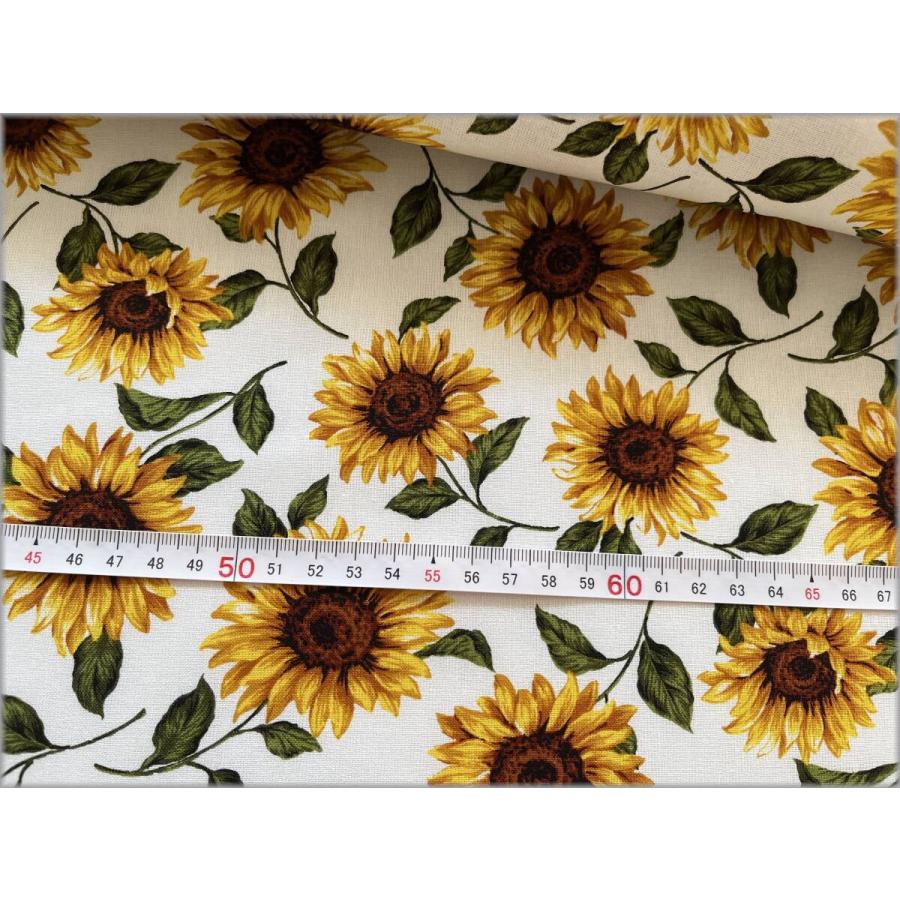 marble 50cm シーチング 生地 布 プリント 向日葵 ひまわり 花柄 off