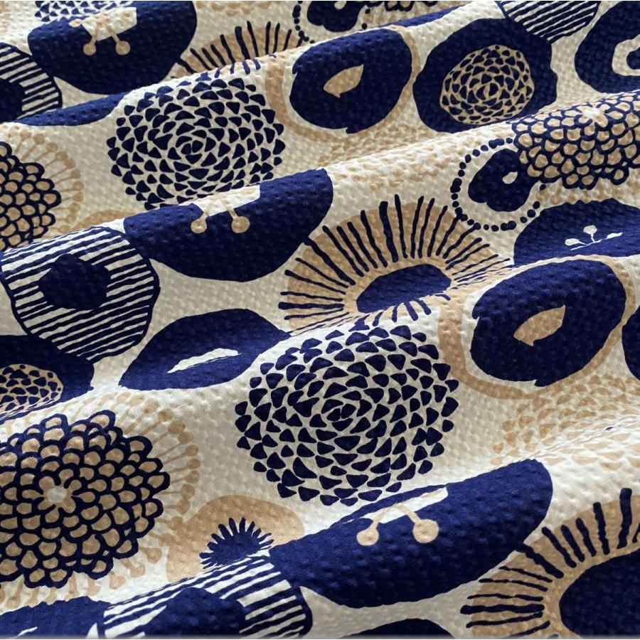 marble 50cm ポプリンリップル 生地 フラワーモチーフ 北欧柄 う早この布 ivory 73A : マーブルマーケット ヤフー店 - 通販  - Yahoo!ショッピング