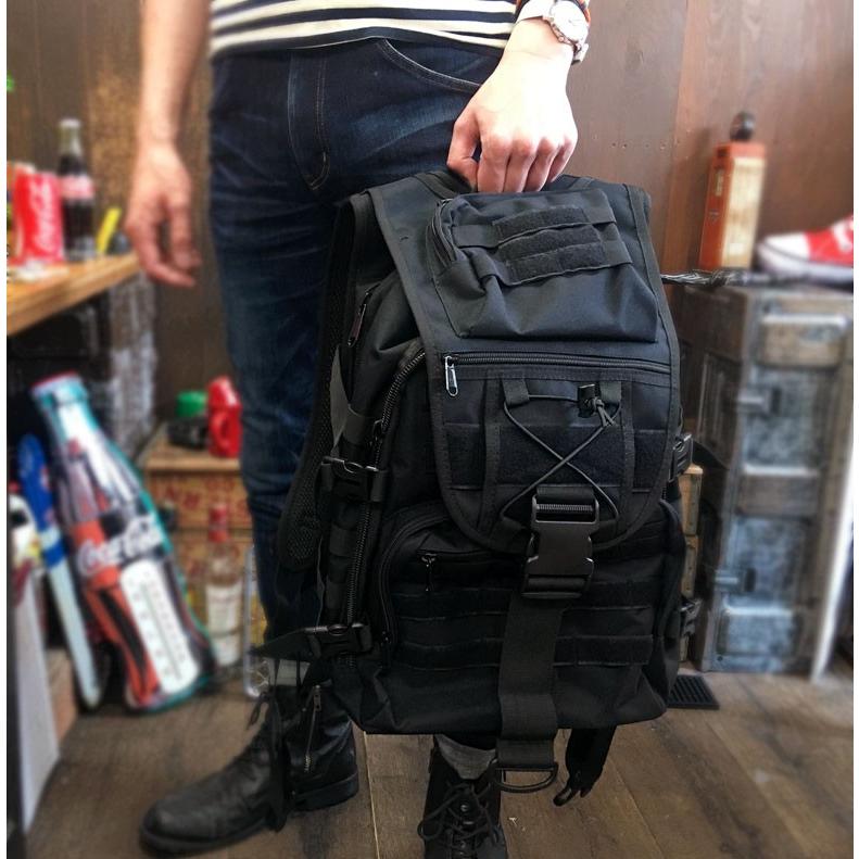 E4 ミリタリー バックパック ブラック [ 鞄 カバン バッグ サバイバル ベルクロ ] :bag-00283-002:アメリカン雑貨の