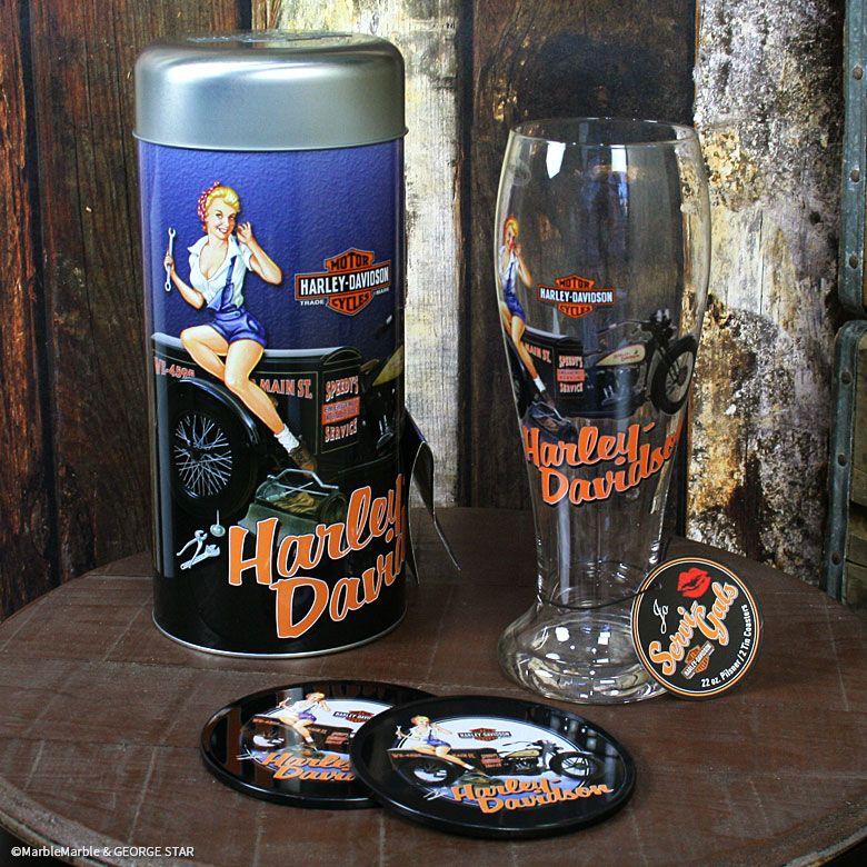 A1 HARLEY-DAVIDSON サービギャル グラス＆コースター ギフト