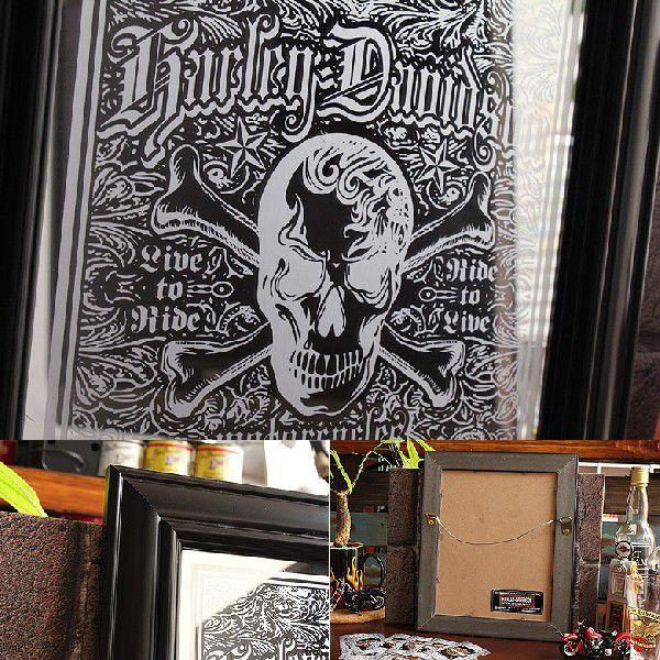 A1 ハーレーダビッドソン Live-To-Ride スカルミラー ウッドフレーム