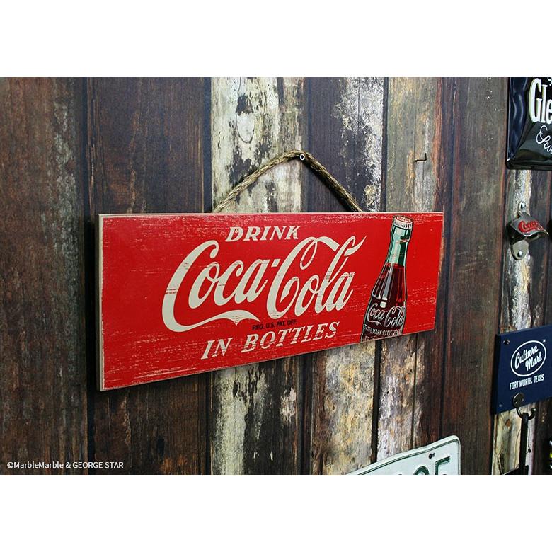 B3 コカコーラ ウッドサイン 麻紐付き #002 シンプル レッドバック // コカ・コーラ 看板 COKE 木製 ビンテージ風 アメリカン雑貨｜marblemarble｜05