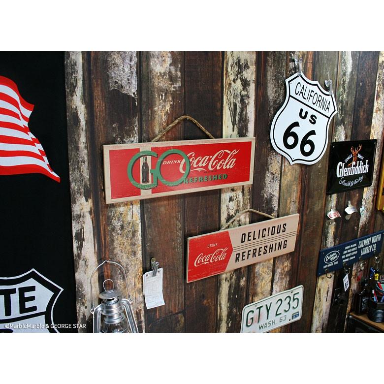 B3 コカコーラ ウッドサイン 麻紐付き #005 GO REFRESHED // コカ