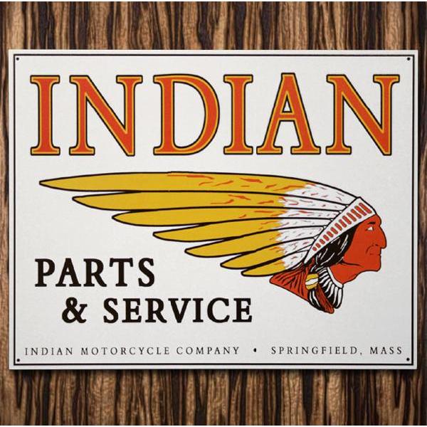 C3 ブリキ看板 INDIAN インディアン PARTS SERVICE｜marblemarble