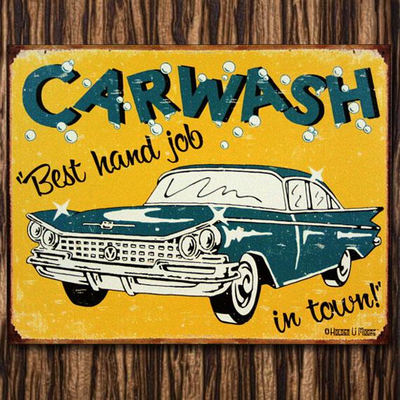 C3 ブリキ看板 TINサイン CAR WASH カーウォッシュ ブルーセダン