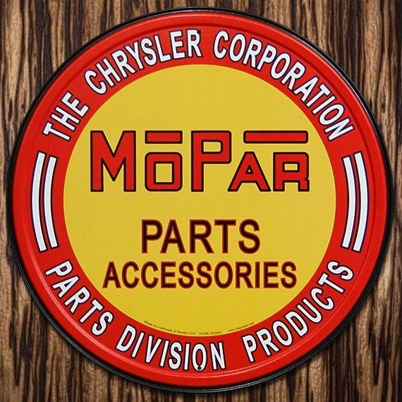 C3 ブリキ看板 MOPAR PARTS ACCESSORIES イエロー・レッド 丸型｜marblemarble