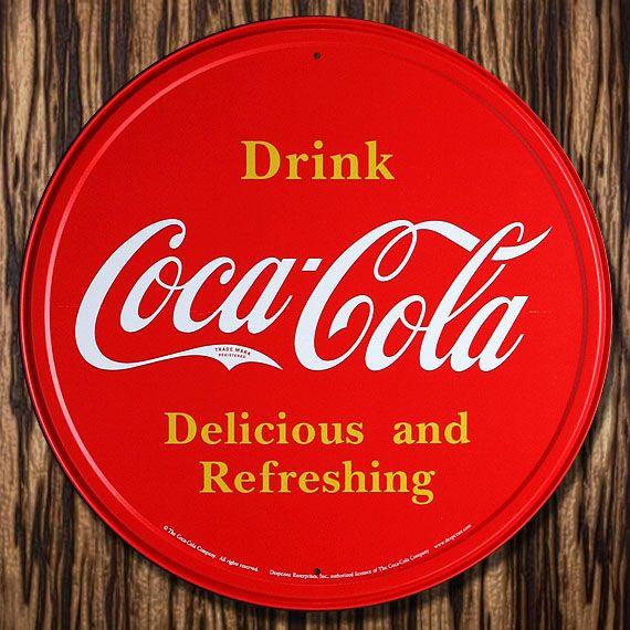 C3 COCACOLA コカコーラ 丸型サイン レッド スタンダード ブリキ C3 COCACOLA コカコーラ 丸型サイン レッド スタンダード ブリキ