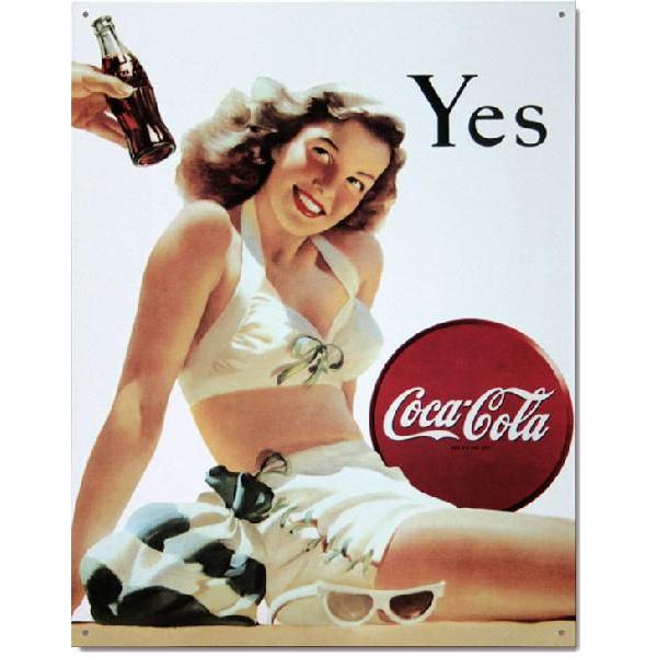 C3 ブリキ看板 COCA COLA コカコーラ YES 水着の女性 : アメリカン雑貨