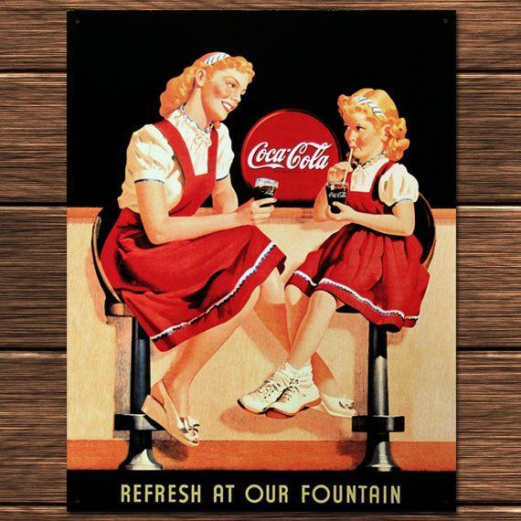 C3 ブリキ看板 Coca Cola コカコーラ カウンターでコーラを飲む母娘 Zak Tin アメリカン雑貨のマーブルマーブル 通販 Yahoo ショッピング