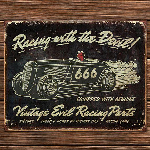 C3 ブリキ看板 TINサイン Speed Demon スピードデーモン 666 Racing