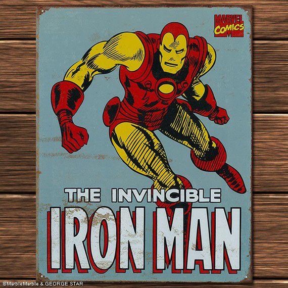 C3 ブリキ看板 マーベルコミックス アイアンマン・レトロ