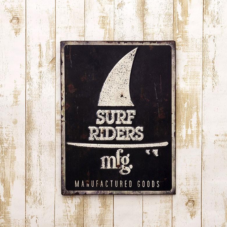 E4 アンティークエンボスプレート レクト型 #002 Surf Riders // EM16006 アメリカン雑貨｜marblemarble