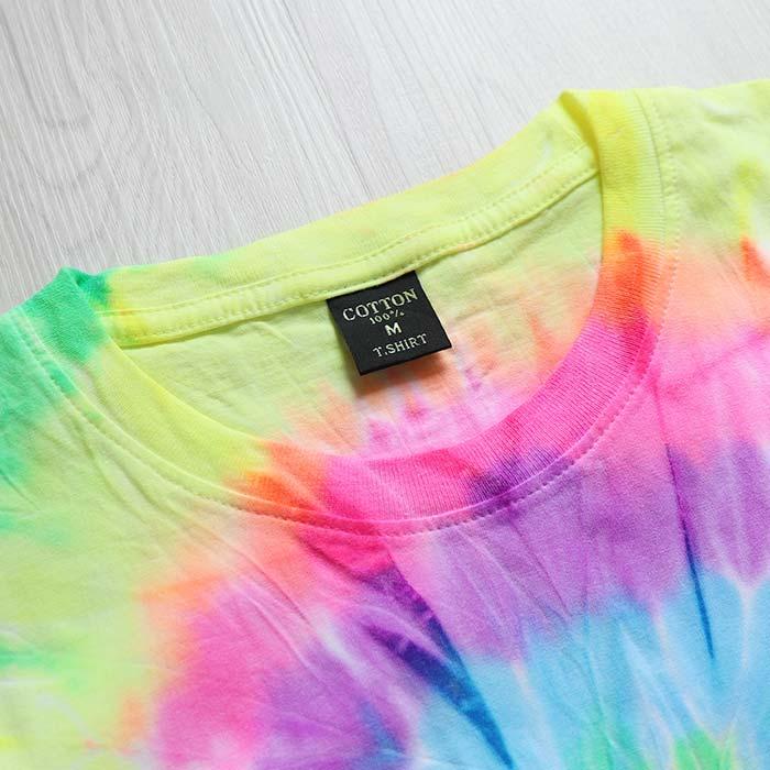 送料無料 半袖 Tシャツ エスニック タイダイ染め サークル 蛍光 ネオン