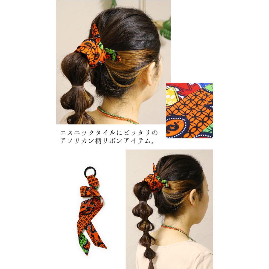 エスニック アジアン ヘアゴム リボン ポニー ヘアアクセ かわいい