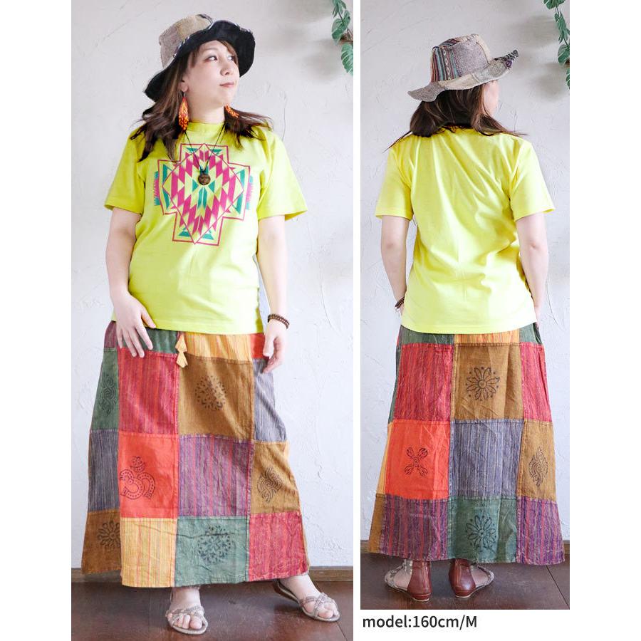 Tシャツ エスニック オルテガ柄 半袖 ネイティブ柄 オリジナル